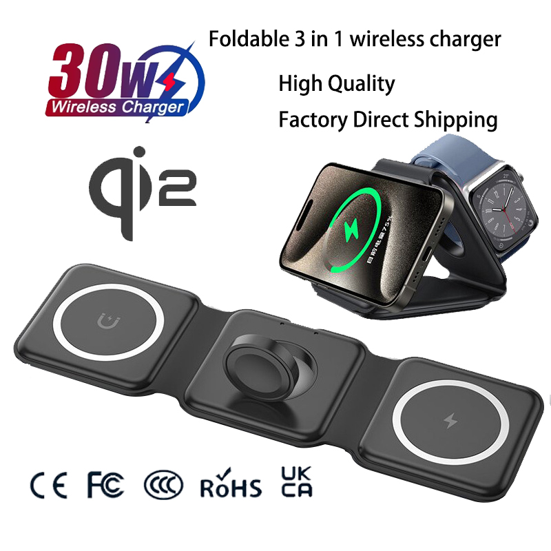 Wireless Charger 3 In 1 - Stazione di Ricarica Magnetica Pieghevole Universale