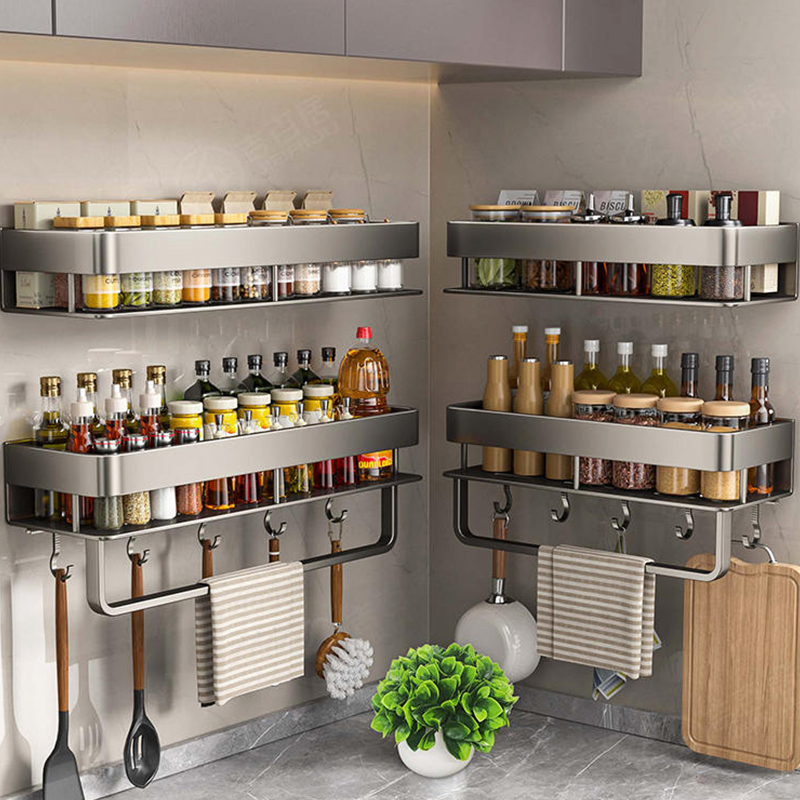 Tech Accessories Organizer - Scaffale da cucina in alluminio, mensola