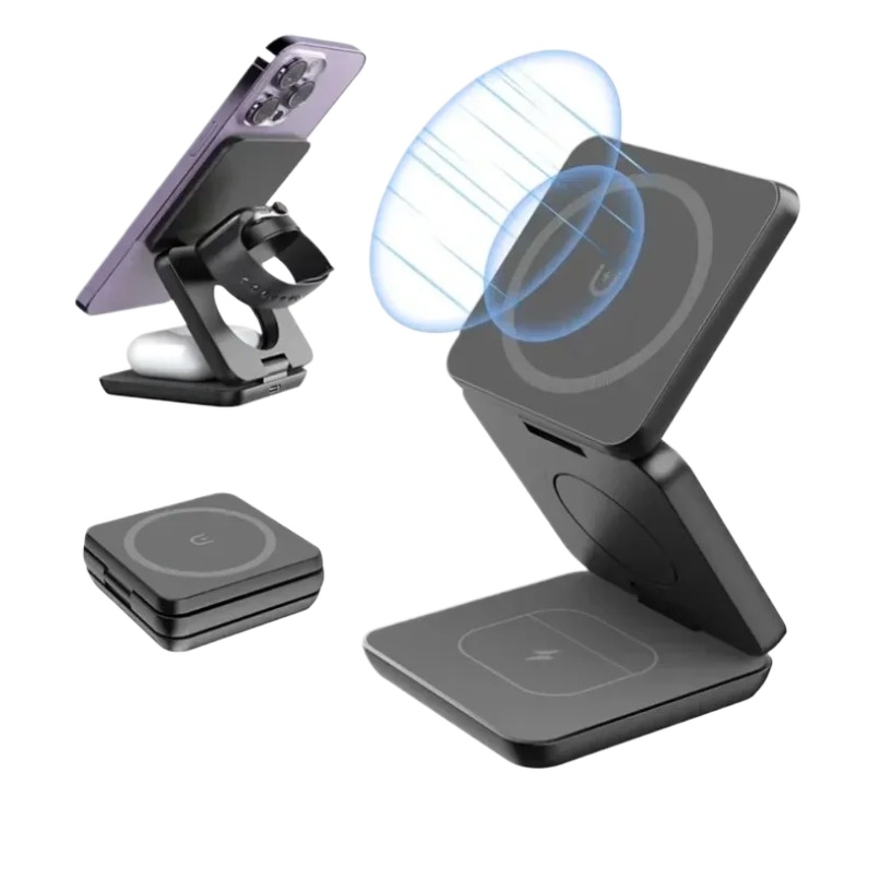 Wireless Charger 3 In 1 - Caricatore Wireless Magnetico Pieghevole 3 in