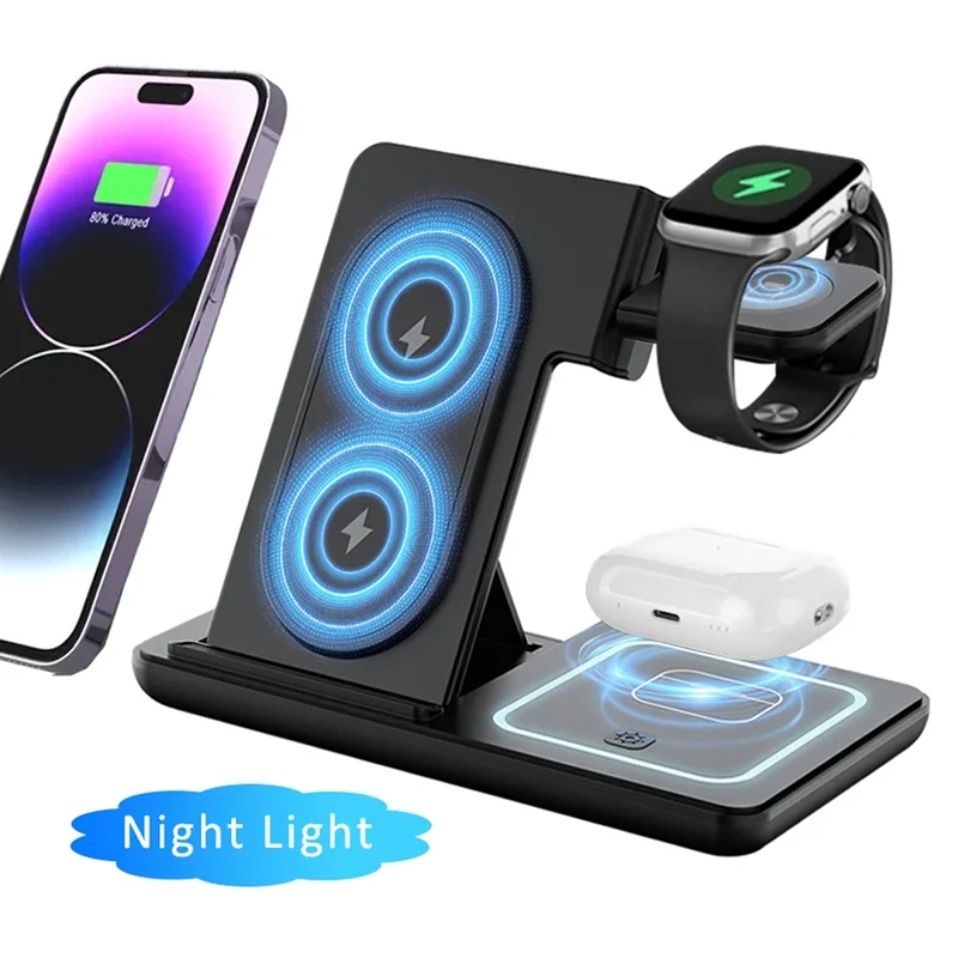 Wireless Charger 3 In 1 - Luce LED notturna 3 in 1,