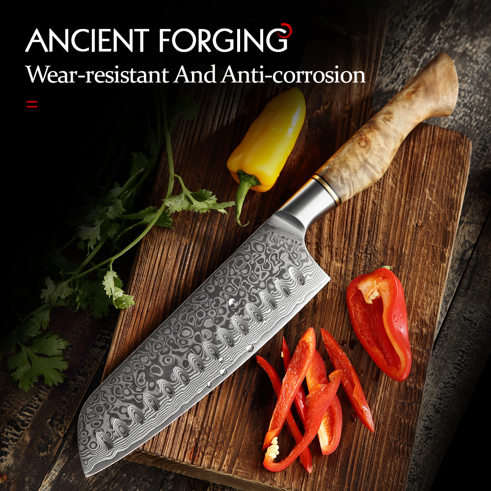 High Tech Kitchen Accessories - HEZHEN coltello Santoku da 7 pollici