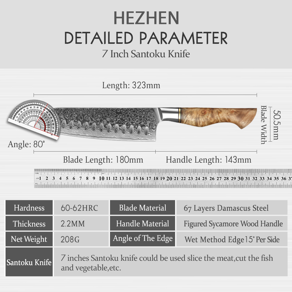 HEZHEN coltello Santoku da 7 p - High Tech Kitchen Accessories recensione e prezzo